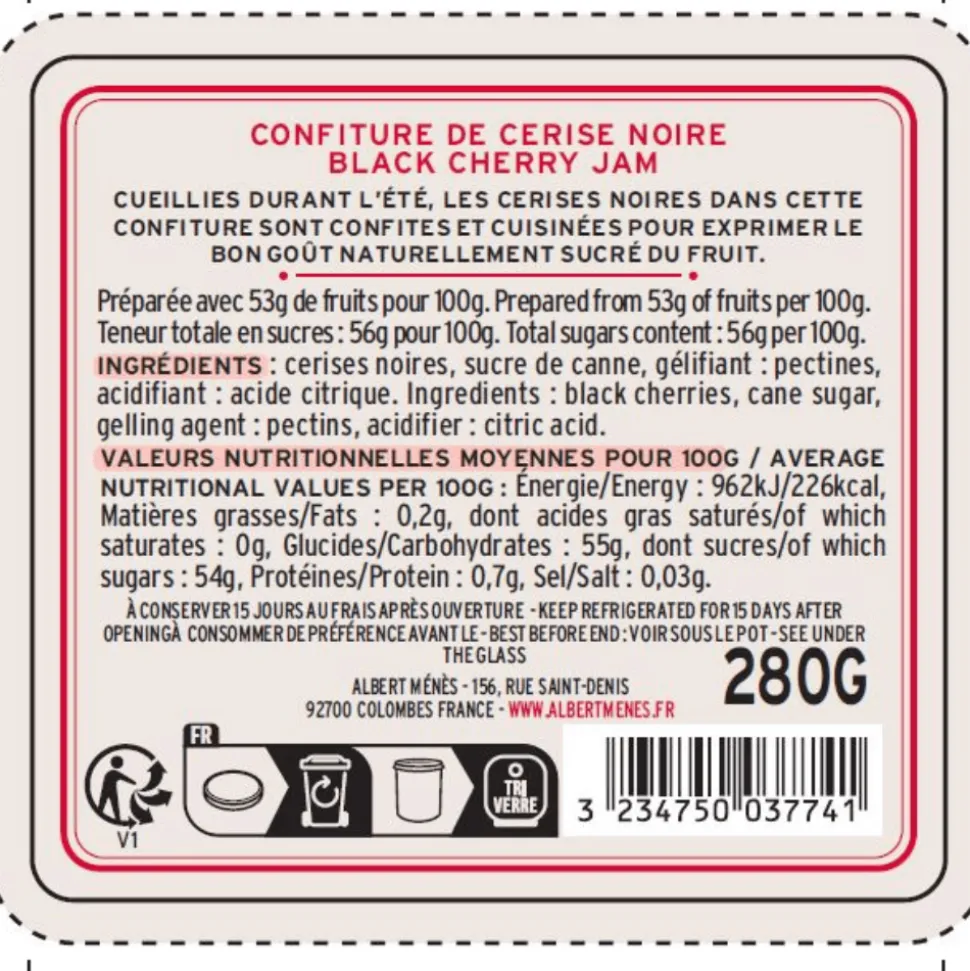 Albert Ménès Black Cherry Jam 280g
