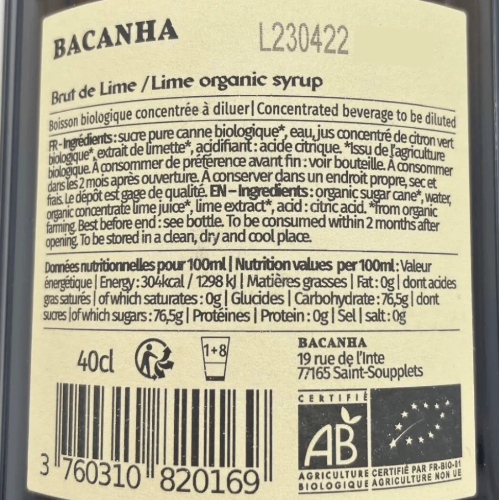 Bacanha Lime Syrup 400ml