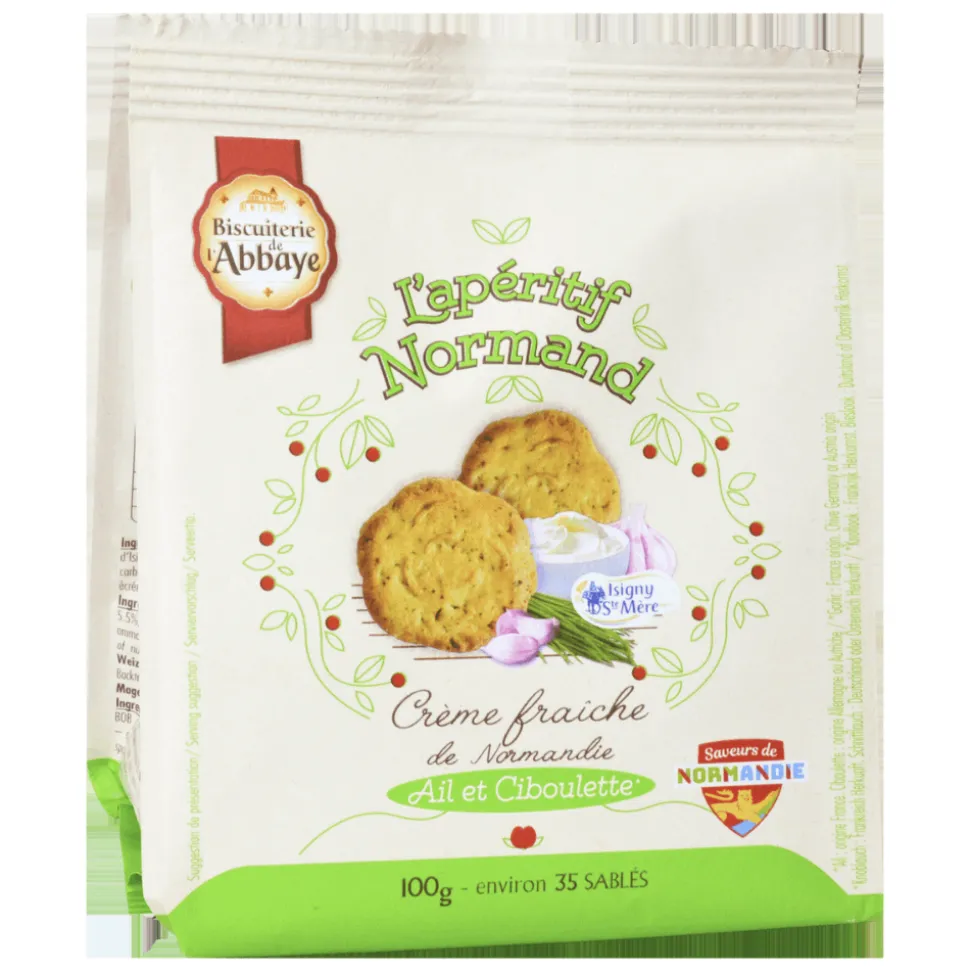 Biscuiterie De L’Abbaye Chive and Garlic Savoury Biscuits 100g