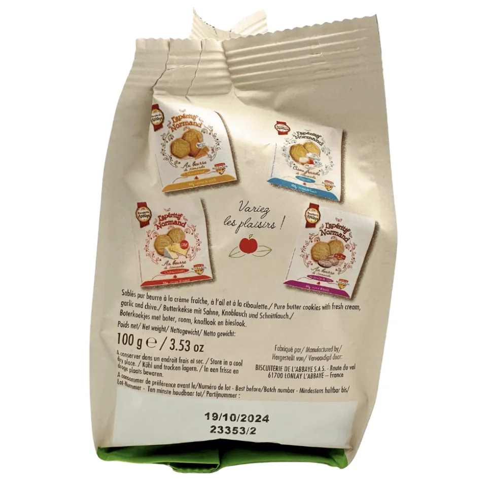 Biscuiterie De L’Abbaye Chive and Garlic Savoury Biscuits 100g