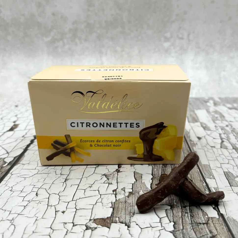Candied Lemon Peel Coated in Dark Chocolate 140g BEST BEFORE 30/08/25