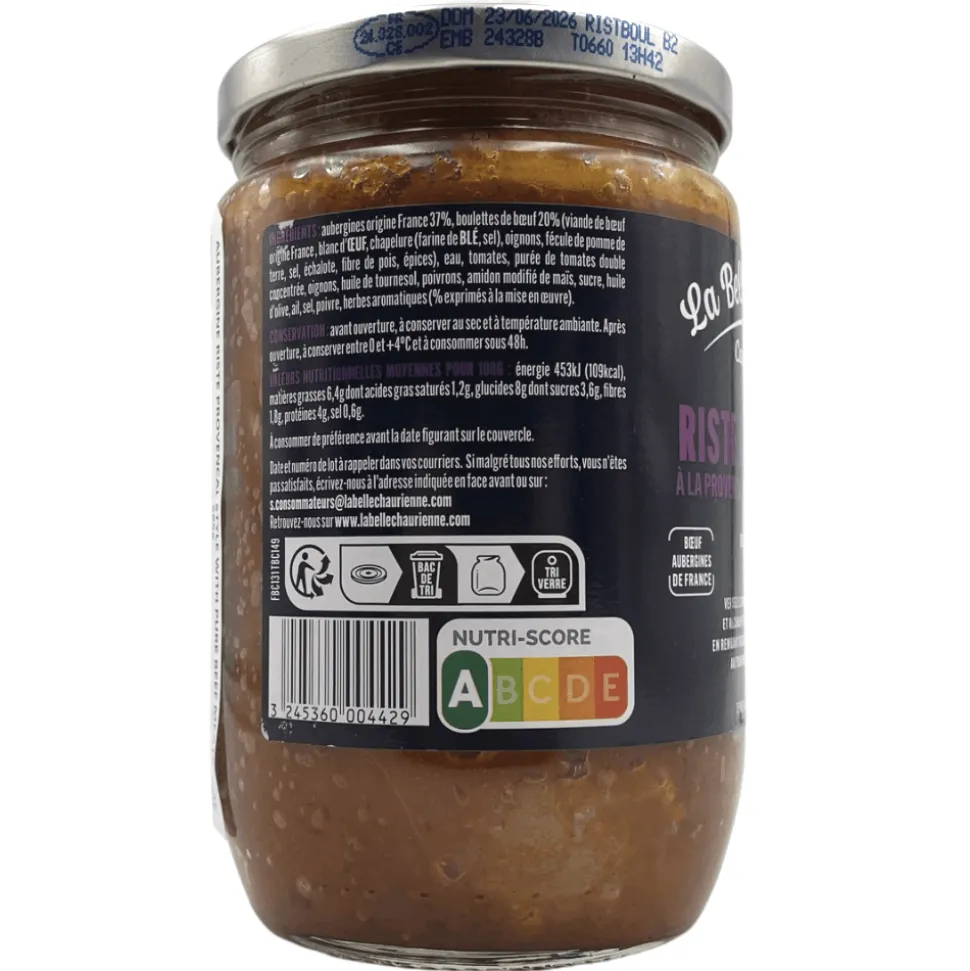 La Belle Chaurienne Aubergine Riste with Meatballs 585g