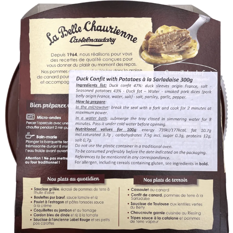 La Belle Chaurienne Confit Duck and Sarladaise Potatoes 300g