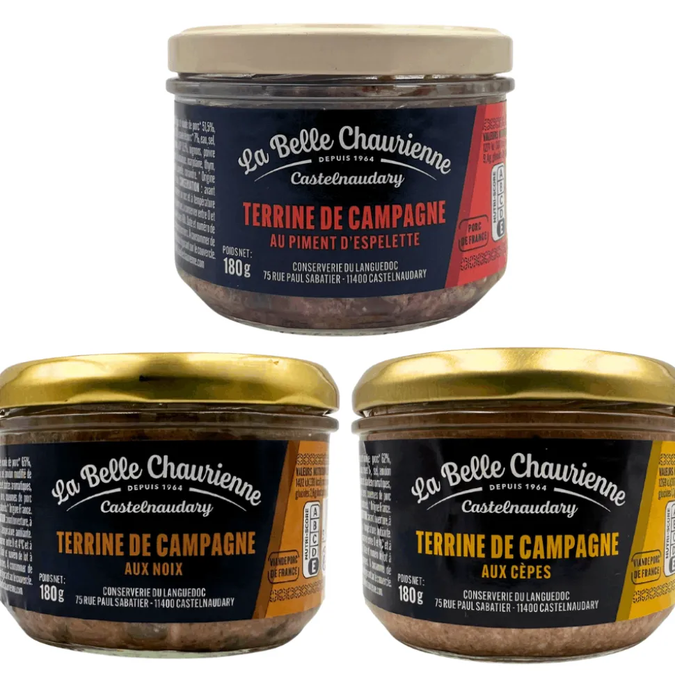 La Belle Chaurienne Farmhouse Terrine Trio: Ceps, Piment d’Espelette and Walnut 180g x 3
