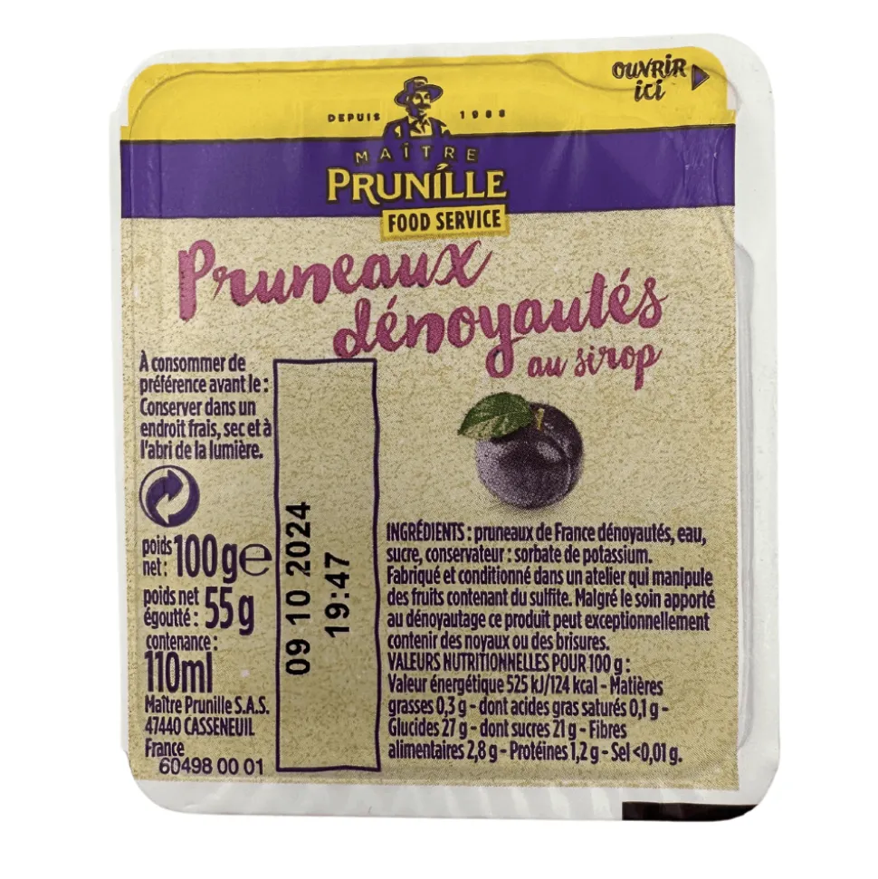 Maitre Prunille Pitted Prunes in Syrup 100ml x 10 cups