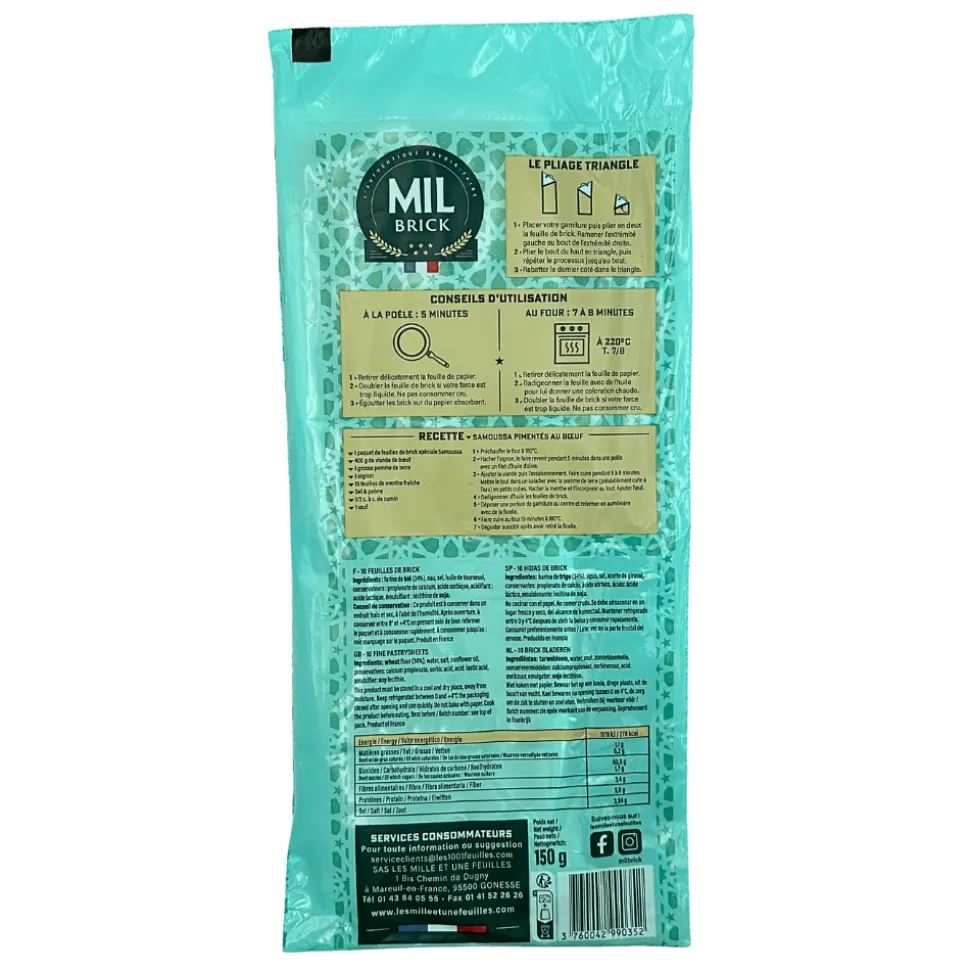 Mil Brick Feuilles de Brick Rectangular 20 Sheets
