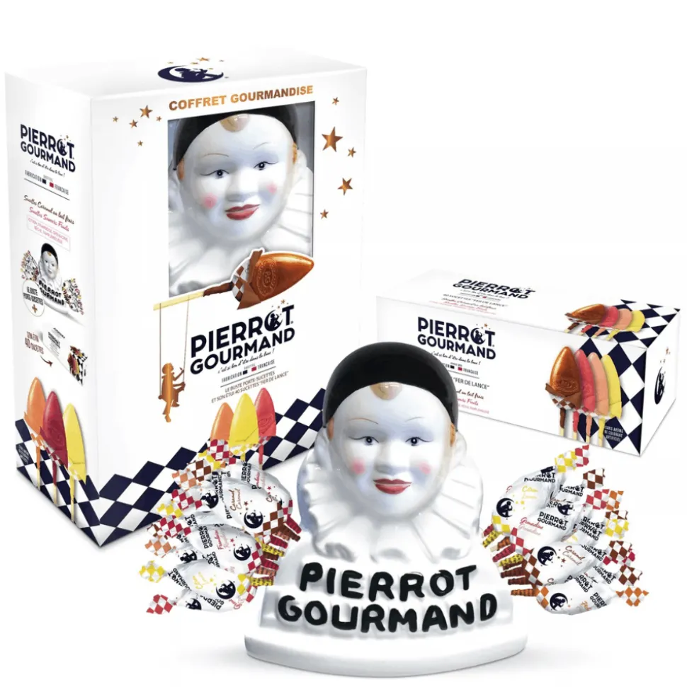 Pierrot Gourmand Lollipop Holder with Mixed Flavours Lollipops x 40