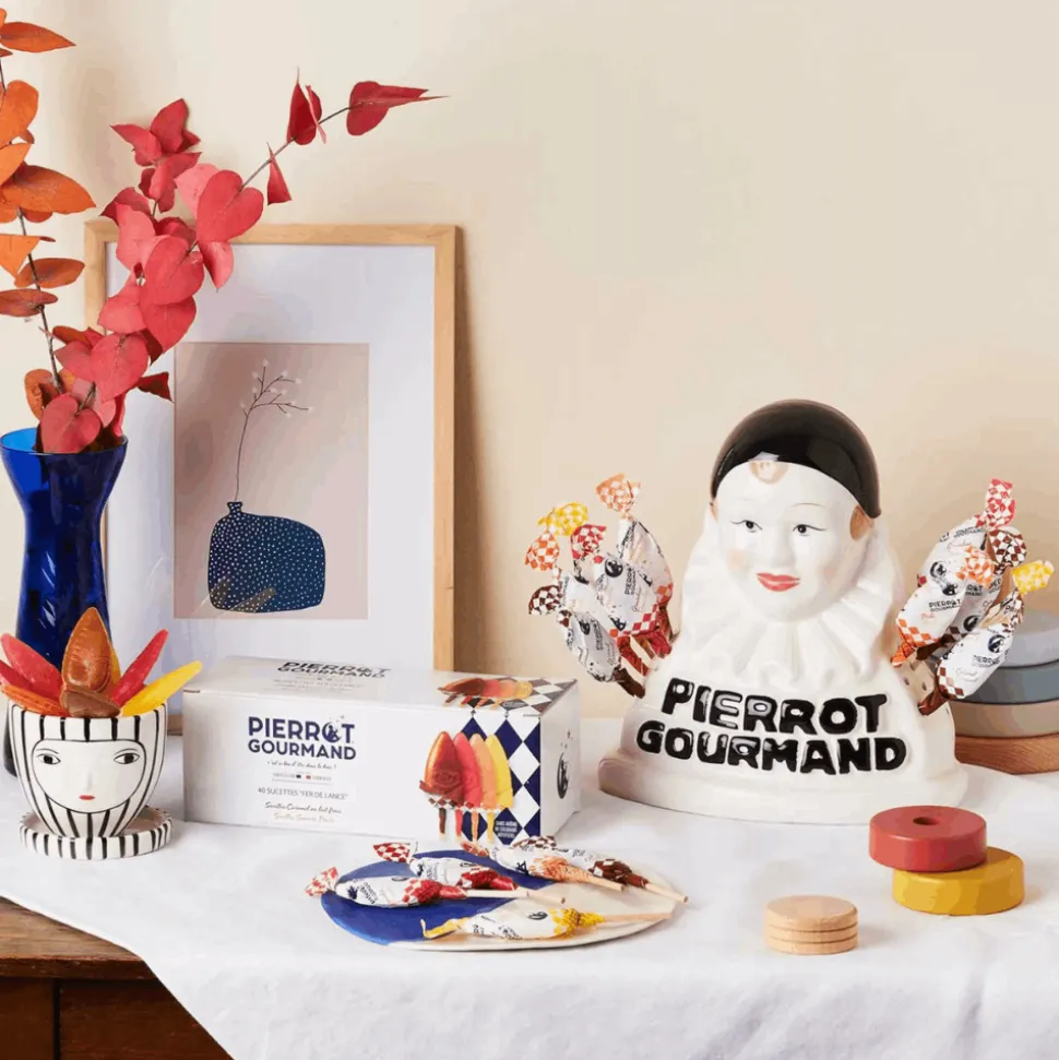 Pierrot Gourmand Lollipop Holder with Mixed Flavours Lollipops x 40