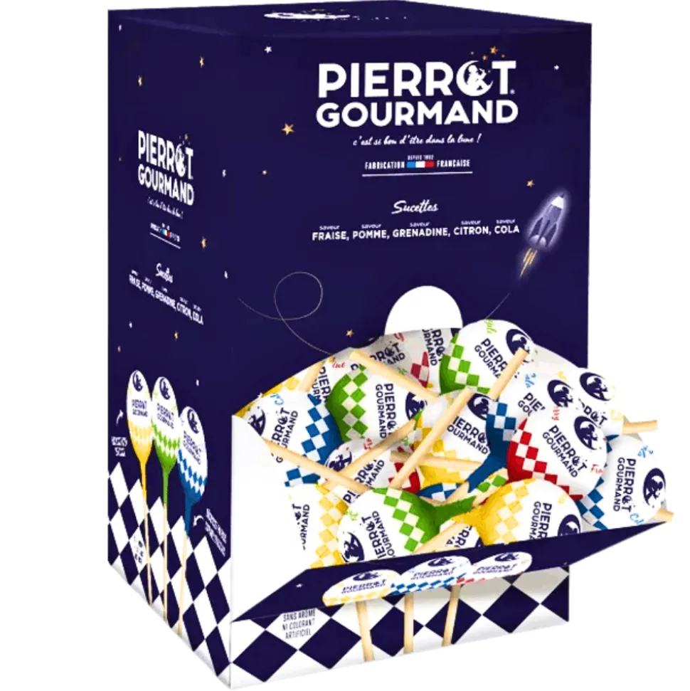 Pierrot Gourmand Round Lollipops Cola and Fruits x 150