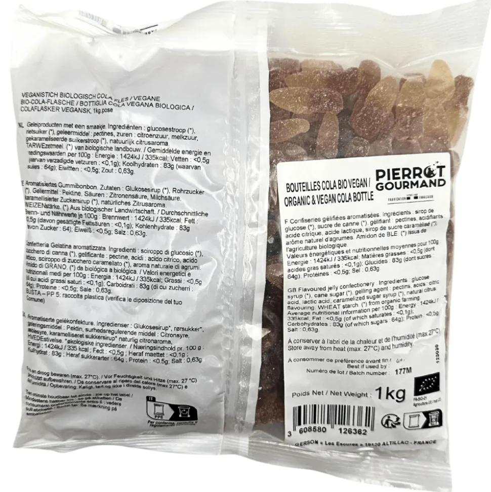 Pierrot Gourmand Vegan Sweets Cola Bottles 1kg BEST BEFORE 30/06/25
