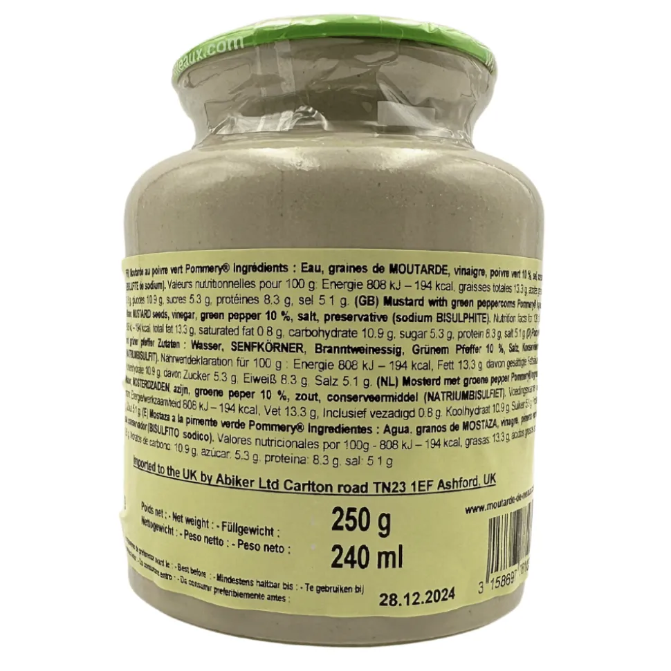 Pommery Mustard Trio with Wholegrain, Honey and Green Peppercorn Mustard 250g x 3