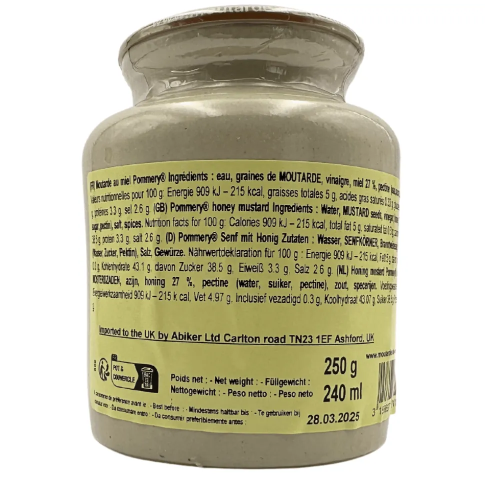 Pommery Mustard Trio with Wholegrain, Honey and Green Peppercorn Mustard 250g x 3